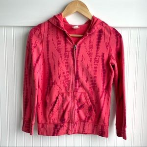 Coral tie dye full zip hoodie. Unisex, size L